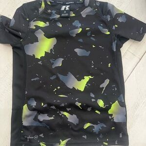 Russell Athletic Kids' Black and Neon Yellow Camo Tee
